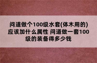 问道做个100级水套(体木用的)应该加什么属性 问道做一套100级的装备得多少钱